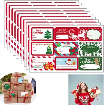 10 lap/csomag Boldog karácsonyt matrica DIY fesztivál party kártyák Ajándékcsomagolás Sütés dekorációs címke matricák Irodaszerek