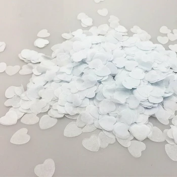100g Selyempapír Biológiailag lebomló fehér szív Konfetti születésnapi zsúr Esküvői dekoráció DIY dobáló konfetti dekoráció 1.5cm