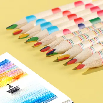 10db kreatív írószer Négy színű ceruza Szivárvány színű ceruzák Négy szín azonos magceruza rajzoláshoz Irodai iskolai kellékek