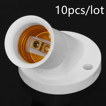 10db / tétel E27 lámpa alap aljzat 45 fokos szögű ferde csavar műanyag izzó alap AC 250V fali lámpatartók adapter átalakító