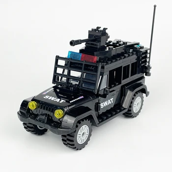 122db Robbanásbiztos rendőrségi jármű SWAT katonai fekete autó modell építőelemek figurák tanulási játékok fiúknak ajándékkészlet