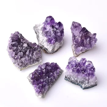 1PC Természetes ametiszt kristályhalmaz Kvarc nyers kristályok Gyógyító kő dekoráció Dísz Lila Feng Shui kőérc Ásvány
