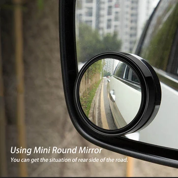 1PC autó Mini kerek tükör holttér kiegészítő visszapillantó tükrök 360°-os forgatás széles látószögű domború tükör autó stílus