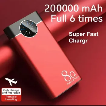 200000mAh Power Bank szupergyors töltés PowerBank hordozható töltő Digitális kijelző Külső akkumulátor forIPhone Xiaomi Samsung