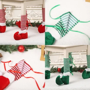 2023 Karácsonyi asztal és szék dekorációs huzat Kötött zokni néma kopásálló csúszásmentes karácsonyi függő dekoráció
