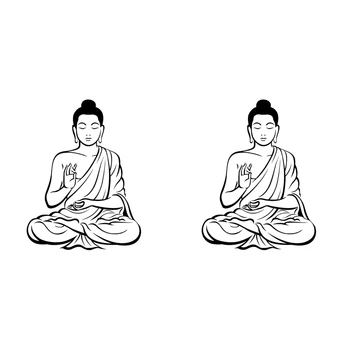 2X DIY fekete fali matrica Buddha matrica meditáció Eltávolítható művészeti falfestmény Lakberendezés