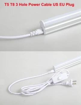 2db USA / EU hálózati csatlakozó T5 T8 elektromos vezeték csatlakozó kábel tápkábel Kapcsolókábel LED cső hálózati adapterhez UV lámpacsőhöz