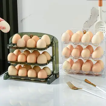 3 rétegű tojástartály Nagy kapacitású tojástároló tálca Kiváló minőségű tojásszervező tálca Újrafelhasználható tojástároló doboz hűtőszekrényhez