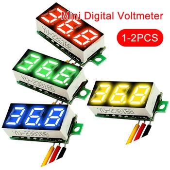 3 vezeték Digitális feszültségmérő 0-100V 0,28 hüvelykes Mini DC voltmérő LED képernyő piros / kék / sárga / zöld Pontos nyomásmérés