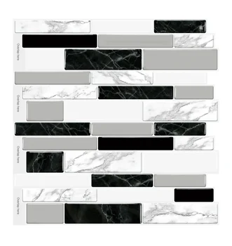  (30,5 * 30,5 cm)Fekete-fehér csíkos fali stift 3D hatású vízálló öntapadó papír Cafe dekoratív terelőlemez héj és bot