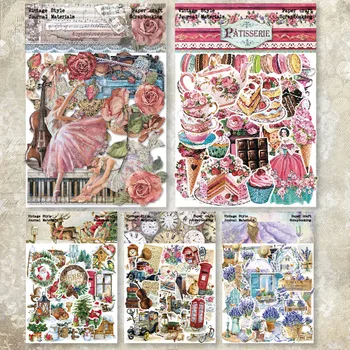 40Pcs vintage karácsonyi matrica DIY scrapbooking folyóirat háttér dekorációs matricák Írószerek