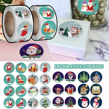 500Pcs Boldog karácsonyt matricák Karácsonyi téma Pecsétcímkék Matricák DIY ajándékhoz Sütési csomag Boríték Írószer dekoráció