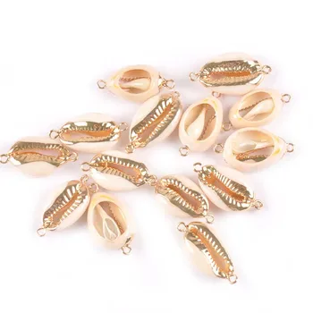 5db 16-20mm Új aranyozott természetes kagylók ékszerekhez Csatlakozók Kagylók Karkötő medál Lakberendezés DIY kiegészítők TR0314