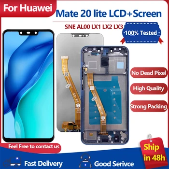6.3''100% Új kijelző Huawei Mate 20 lite SNE AL00 LX1 LX2 LX3 LCD kijelzőhöz Érintőképernyős digitalizáló szerelvény kerettel