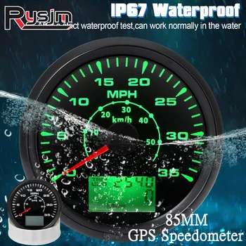 85mm autós hajó GPS sebességmérő sebességmérő 0-35MPH 0-50KM / h Kilométer-számláló ODO COG kioldási sebességmérővel 7 szín háttérvilágítás