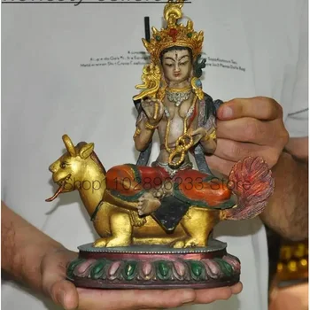 9.6'' Tibeti buddhizmus bronz festett lovas fenevad Tara Kwan-Yin GuanYin szobor