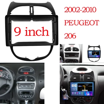 9 hüvelyk 2 din android autó műszerfal keret CAR DVD keret rádiós panel keret navigációs panel Peugeot 206 2000-2010