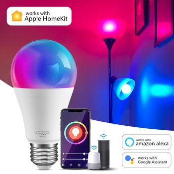 9W WiFi Homekit Light Lamp E27 LED RGB lámpa Siri vezérlés szabályozható időzítő funkció 110V 220V intelligens izzó működik Alexa Google Home