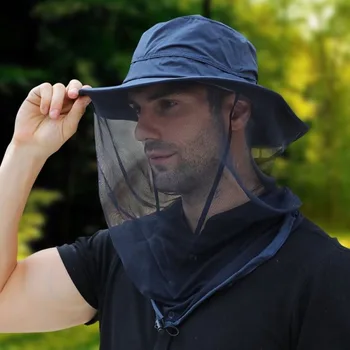 Anti Mosquito Fishing Sun Hat lélegző multifunkcionális halász kalap Szúnyogbiztos teljes arcvédő háló szúnyogirtó sapka