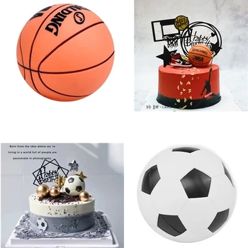 Aomily 6 cm Toy Food minőségű szilikon kosárlabda futballtorta topper születésnapi party torta dekoráció gyerekeknek Party dekoráció