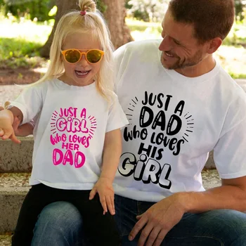 Apa lánya Hozzáillő póló Csak egy lány, aki szereti az apját Póló Édes gyerekruhák Lányok Aranyos nyári családi megjelenésű ruhák