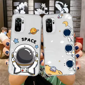 Aranyos űrhajós rajzfilm bolygó Phone Case átlátszó Xiaomi redmi note 12 11 10 7 8 9 4G 5G T S i ultra poco X3 pro