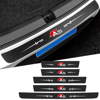 Autóajtó küszöb Ajtó éle matrica Védőlemez Audi A5 logóhoz Szénszálas karcgátló fedél Hátsó csomagtartó lökhárító csíkok Matrica