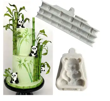 Bambusz, panda alakú szilikon forma dekoráció fondant torta csokoládé cukorka formák cukrászati kekszek penész DIY parti agyag penész