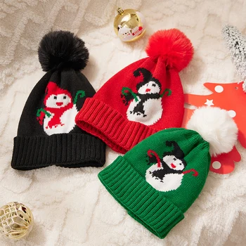 Bmnmsl Baby karácsonyi téli kalap Aranyos hóember gyapjú kötött sapka meleg sapka csecsemő újszülöttnek Hideg időjárási kiegészítők