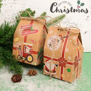 Boldog karácsonyt nátronpapír süti cukorka díszdobozok táska Mikulás Új karácsonyi dekoráció Navidad Mikulás Party Rajzfilm Év Ház S3T2