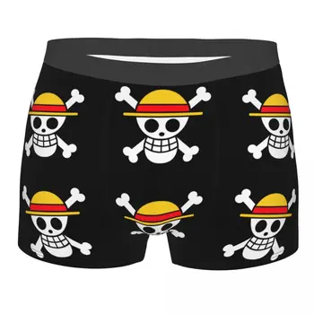 Custom One Piece Team Luffy Boxers Shorts Men Straw Hat Pirates Skull Briefs Underwear Cool Undergants
