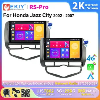 EKIY CarPlay Android Auto Radio for Honda Jazz City 2002 - 2007 Multimédia videó lejátszó 2K képernyő 2din sztereó GPS navigációs DVD