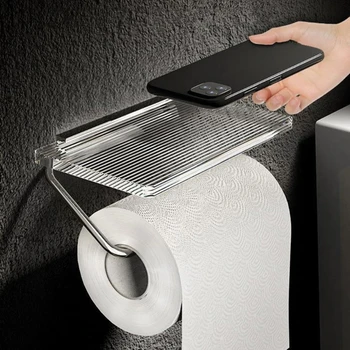 Falra szerelhető akrilszövet szövettartó adagoló Multifunkcionális WC-papír tartó Öntapadós állvány fürdőszobai szervezéshez