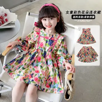 Gyermek és lány 2023 tavasz Új gyermek nyári ruha baba divatos szoknya koreai hercegnő virágos ruha