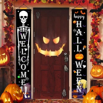 Halloween dekorációs páros bannerek otthoni kapu ajtó lógó díszek trükk vagy kezelés boldog Halloween napi pár