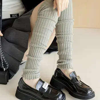 Harajuku Jk lábmelegítők divat Japán stílusú Lolitas lábzokni Egyszínű lábvédő kötött lábvédő Balettvédők Zokni