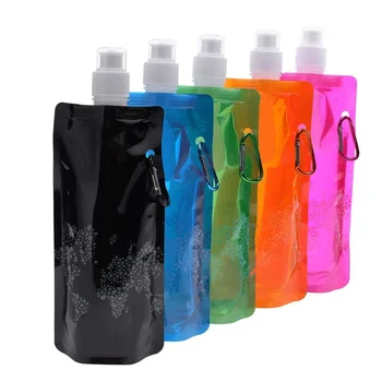 Hordozható ultrakönnyű összecsukható szilikon összecsukható vizes palack vizes táska Kültéri sportkellékek Túrázás kemping vizes táska