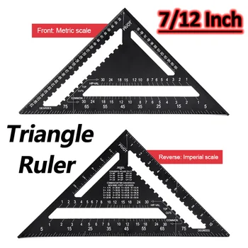 Háromszög vonalzó 7 / 12 hüvelykes metrikus faipari sebességmérő szögmérő asztaloshoz Vonalíró fűrészvezető precíziós mérőeszköz