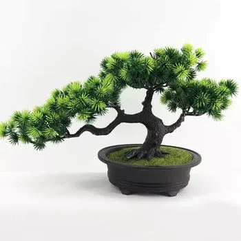 Irodai műnövény fenyőfa Reális megjelenésű gyanta szimuláció Mesterséges bonsai vadonatúj, kiváló minőségű.