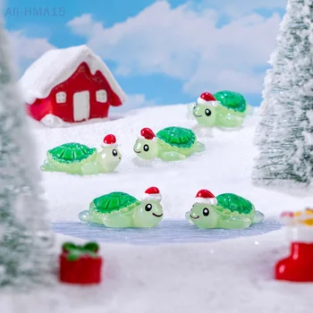 Karácsonyi teknős miniatűrök Mini figura moha mikro táj dekoráció Aranyos állatok Haltartály Kert DIY dekoráció