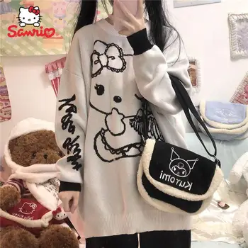 Kawaii Hello Kitty pulóver rajzfilm Sanrio kabát lány pulóver női pulóver téli laza pulóver Top Girl anime születésnapi ajándék
