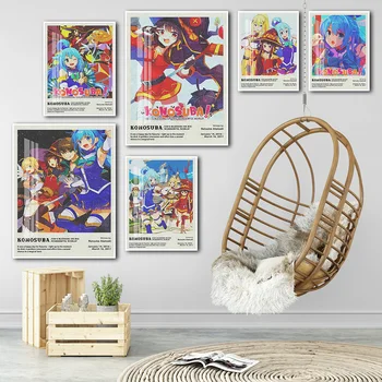 Konosuba Klasszikus anime rajzfilm szerepposzter Modern nyomtatás Művészet Fali matricák Vászon festés Nappali Gyerekszoba Lakberendezés Ajándék
