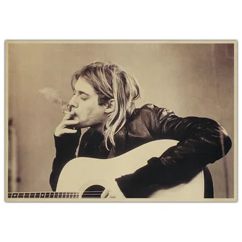 Kurt Donald Cobain Rock karakter Kurdt Kobain poszter Kraft papír retro poszter Home Bar dekoráció Festés Tapéta matricák