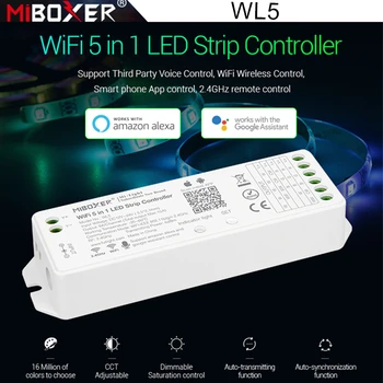 Miboxer WL5 2.4G 15A 5 IN 1 WiFi LED vezérlő egyszínű CCT RGB RGBW RGBW + CCT LED szalag támogatáshoz Alexa Voice