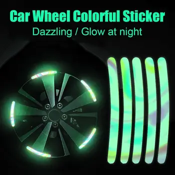 Night Glow Automobile Hub Cover Világító sarokagy Felni csíkos szalag matrica Kényelmes fényvisszaverő szalag kerékagy matrica