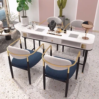 Nordic Marble pala manikűr asztal kereskedelmi bútorokhoz Nail Station Light Luxury Design előkelő professzionális manikűr asztal