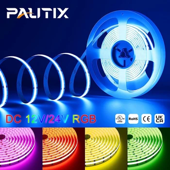 PAUTIX DC 12V / 24V COB RGB LED szalaglámpa 576 840LEDs / m nagy sűrűségű RA90 rugalmas lineáris szalag LED szalag szabályozható szoba dekoráció