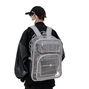 PVC átlátszó hátizsákok férfiaknak Nők Nagy kapacitású hátizsák Vízálló iskolatáskák