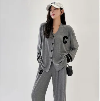 Pizsama női csúcskategóriás francia stílusú 2023 tavasz és ősz Új hosszú ujjú nadrág könnyű luxus otthoni öltöny szett V-nyakú laza szabás