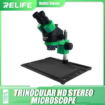 RELIFE RL-M3T+SS-004N 7X-45X zoom illeszkedő trinokuláris sztereó mikroszkóp HDMI kamerával LED lámpa mobil javító mikroszkóphoz